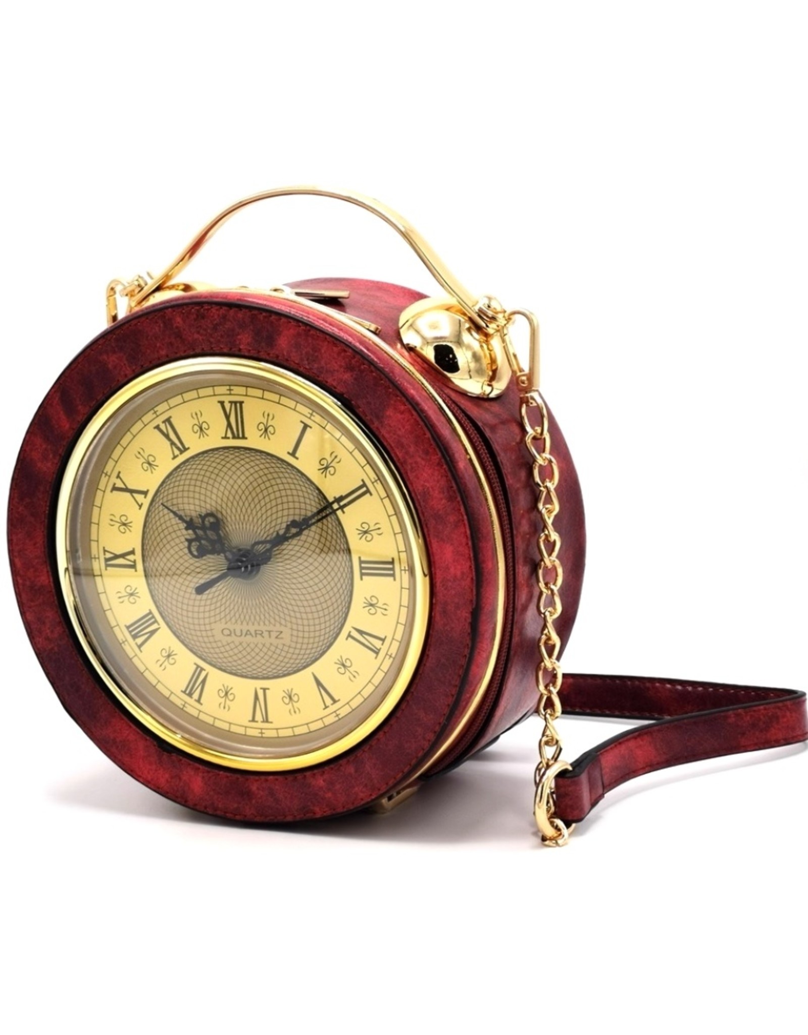 Magic Bags Fantasy bags - Clock Handbag-shoulder bag with Working Clock red