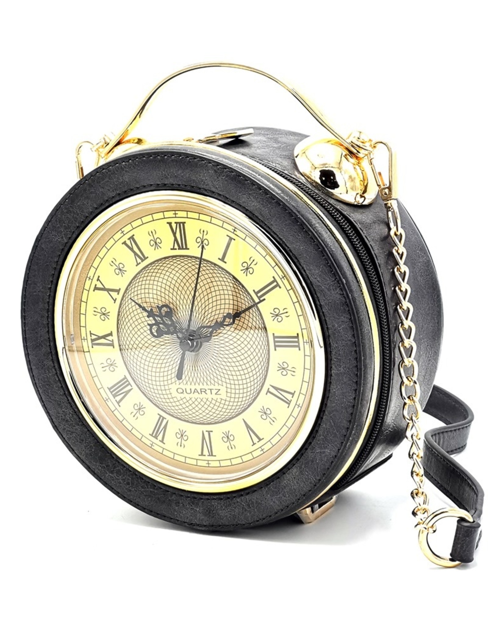Clock Handbag shoulder bag with Working Clock grey Boutique Trukado Boutique Trukado