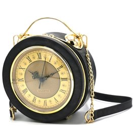 Magic Bags Clock Handbag-shoulderbag with Working Clock black