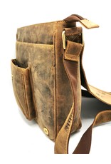 Hunters Leren Schoudertassen Leren crossbody tassen - Hunters Jagerstas met holster omslag Vintagelook Buffelleer