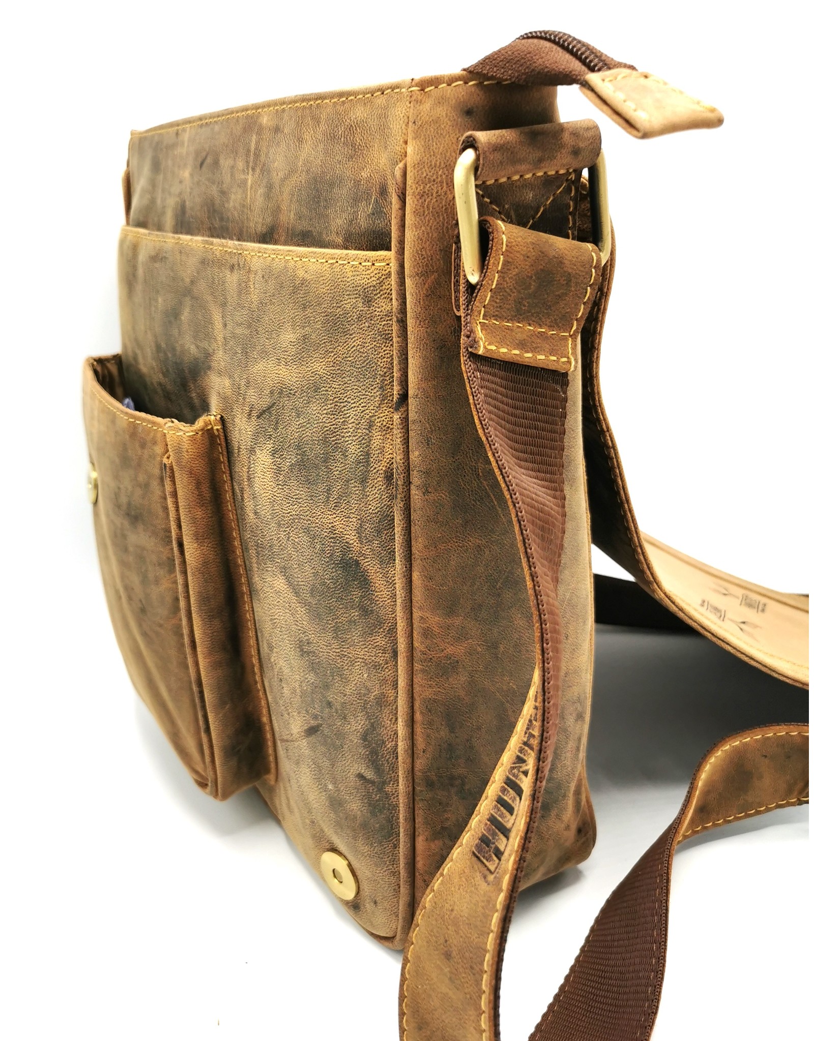 Hunters Leren Schoudertassen Leren crossbody tassen - Hunters Jagerstas met holster omslag Vintagelook Buffelleer