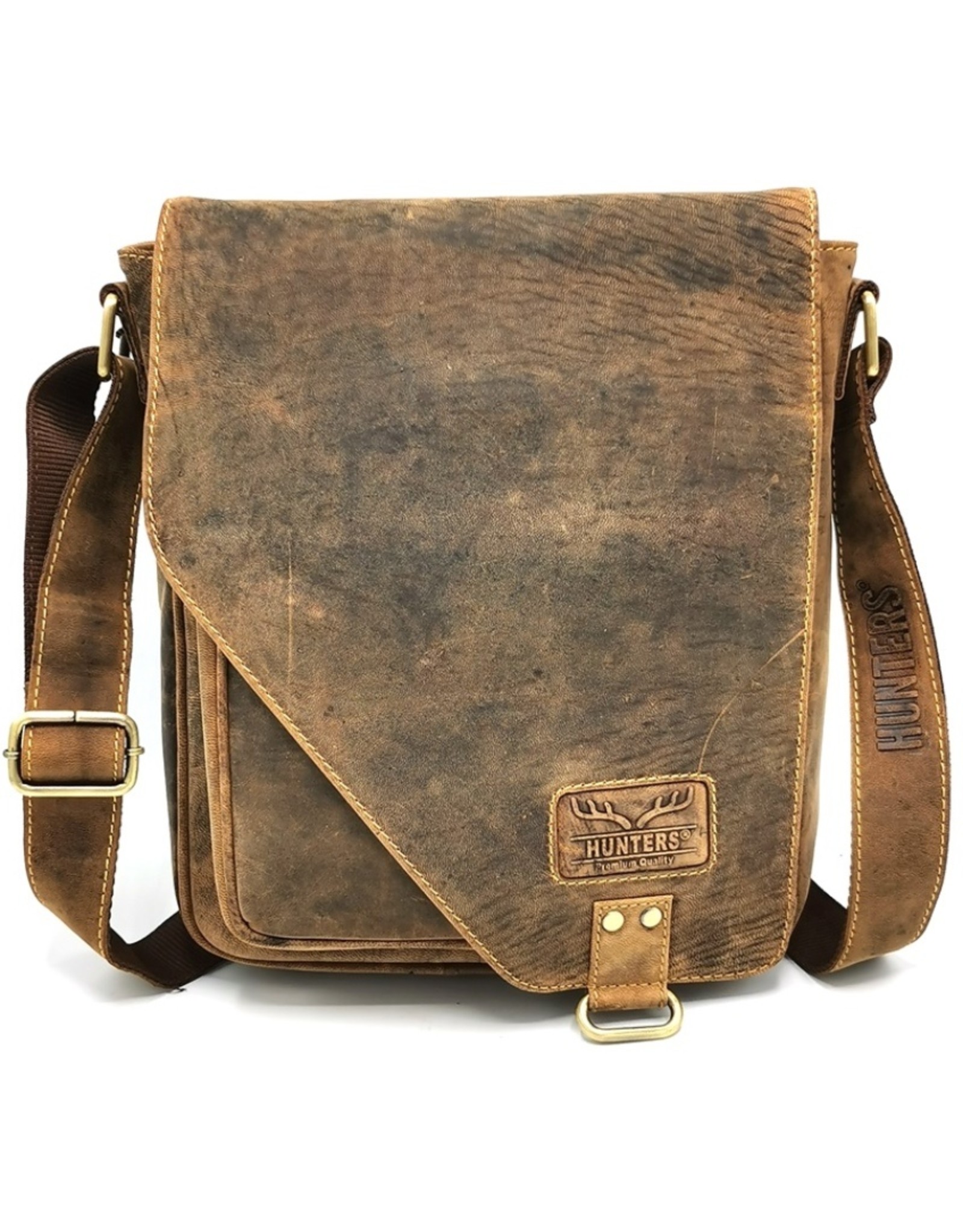 Hunters Leren Schoudertassen Leren crossbody tassen - Hunters Jagerstas met holster omslag Vintagelook Buffelleer