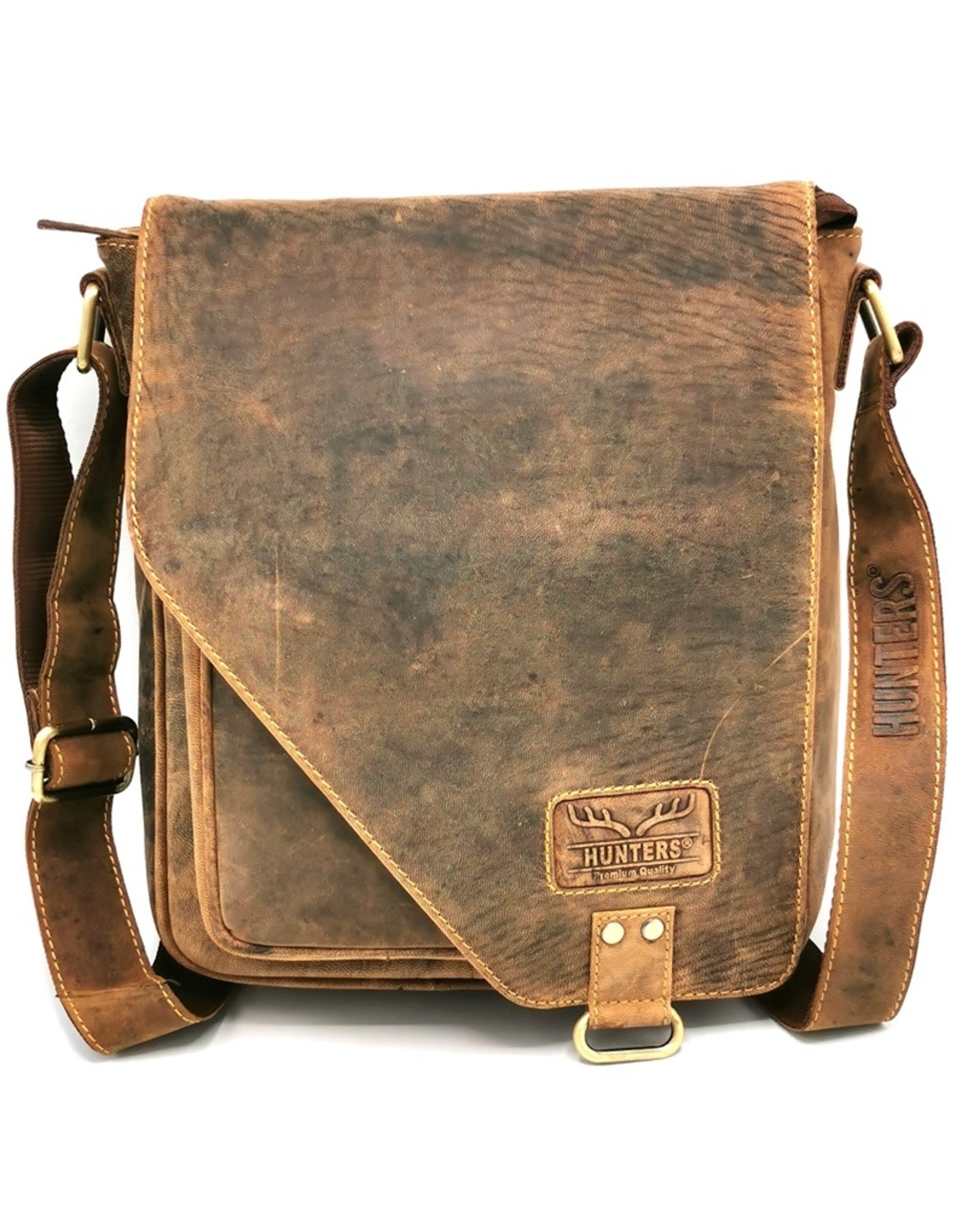 Hunters Leren Schoudertassen Leren crossbody tassen - Hunters Jagerstas met holster omslag Vintagelook Buffelleer