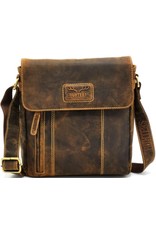 Hunters Leren Schoudertassen Leren crossbody tassen - Hunters crossbody tas met korte omslag Buffelleer