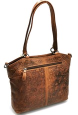 HillBurry Leather bags - Leather Hillburry Shopper with Flower Embossing and Long Double Handles