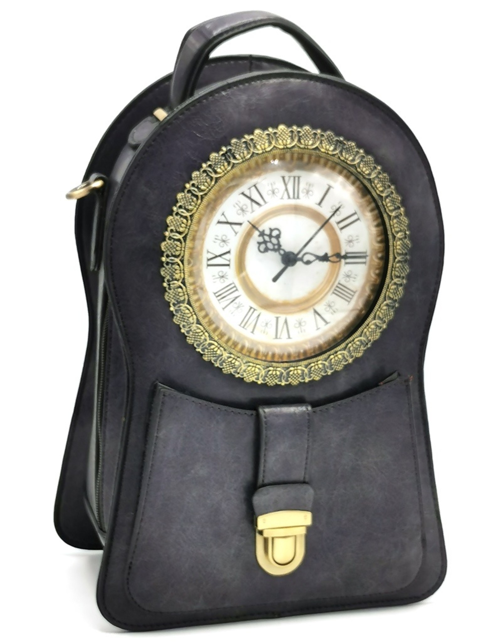 Magic Bags Steampunk bags Gothic bags - Backpack- Schoulder bag with Real Clock grey