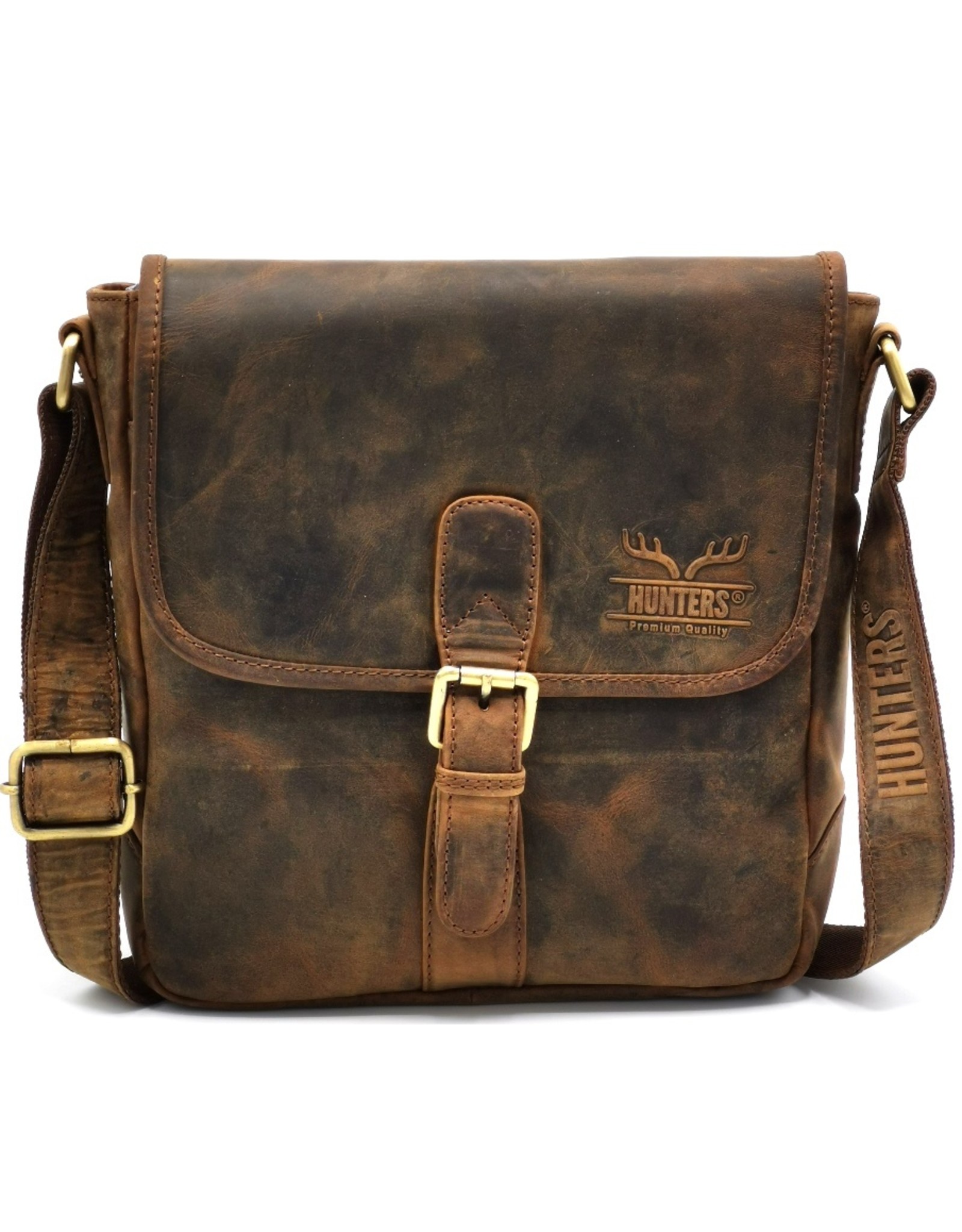 Hunters Leren Schoudertassen Leren crossbody tassen - Hunters Leren Schoudertas met omslag  Buffelleer