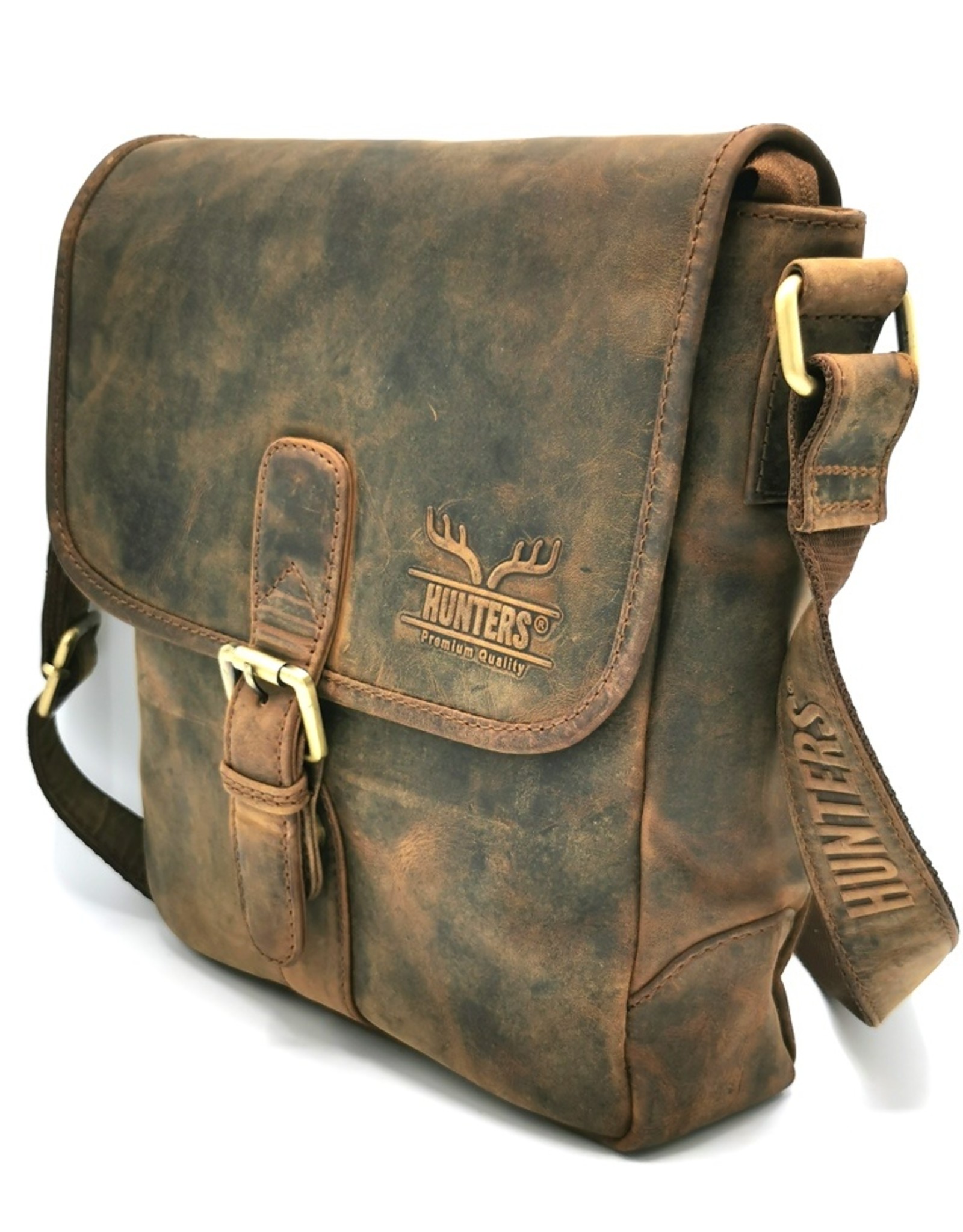 Hunters Leren Schoudertassen Leren crossbody tassen - Hunters Leren Schoudertas met omslag  Buffelleer