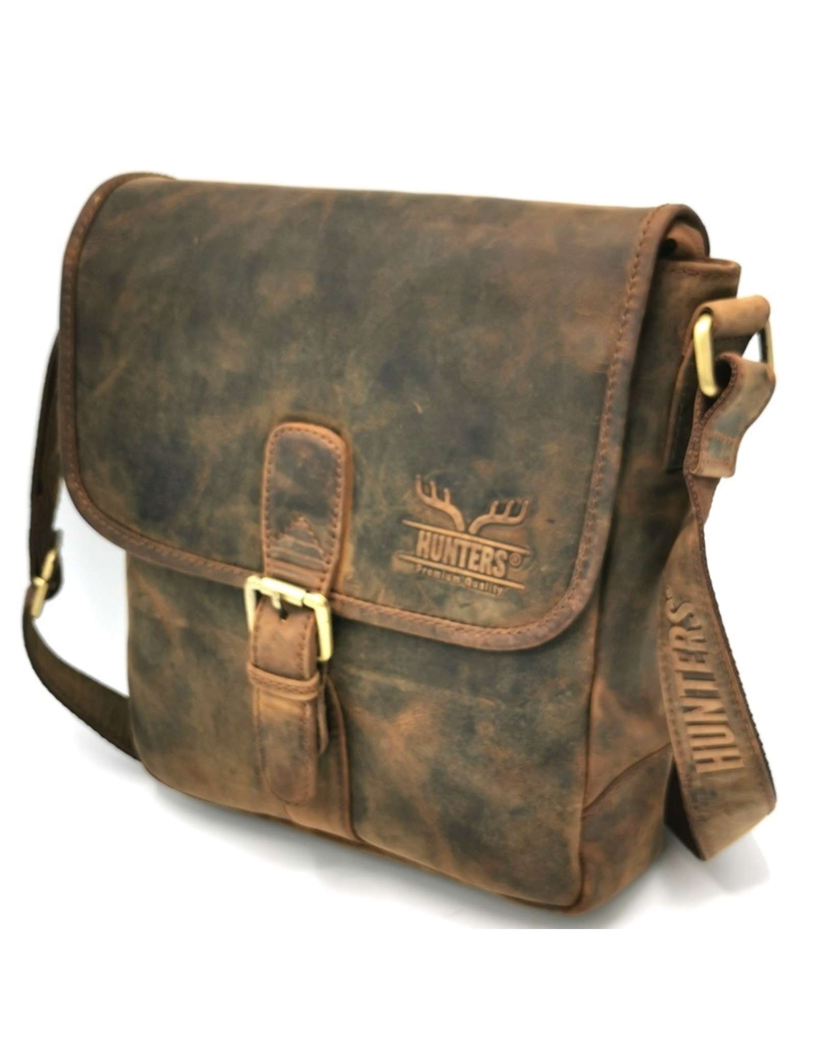 Hunters Leren Schoudertassen Leren crossbody tassen - Hunters Leren Schoudertas met omslag  Buffelleer