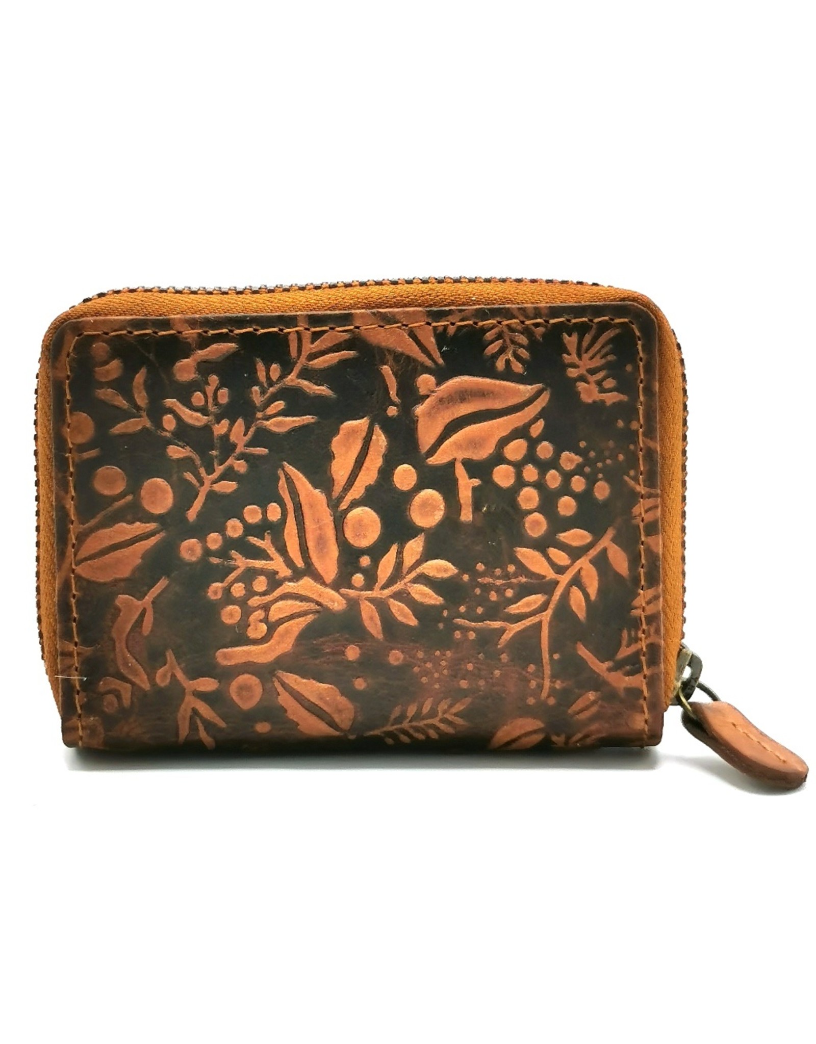 HillBurry Leather Wallets - Hillburry Leather mini wallet with embossed flowers