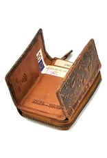 HillBurry Leather Wallets - Hillburry Leather mini wallet with embossed flowers