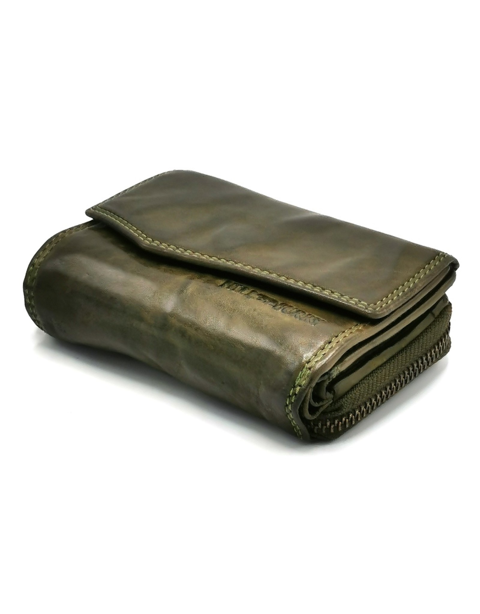 HillBurry Leather Wallets - Hillburry Wallet with Cover Washed Leather Green