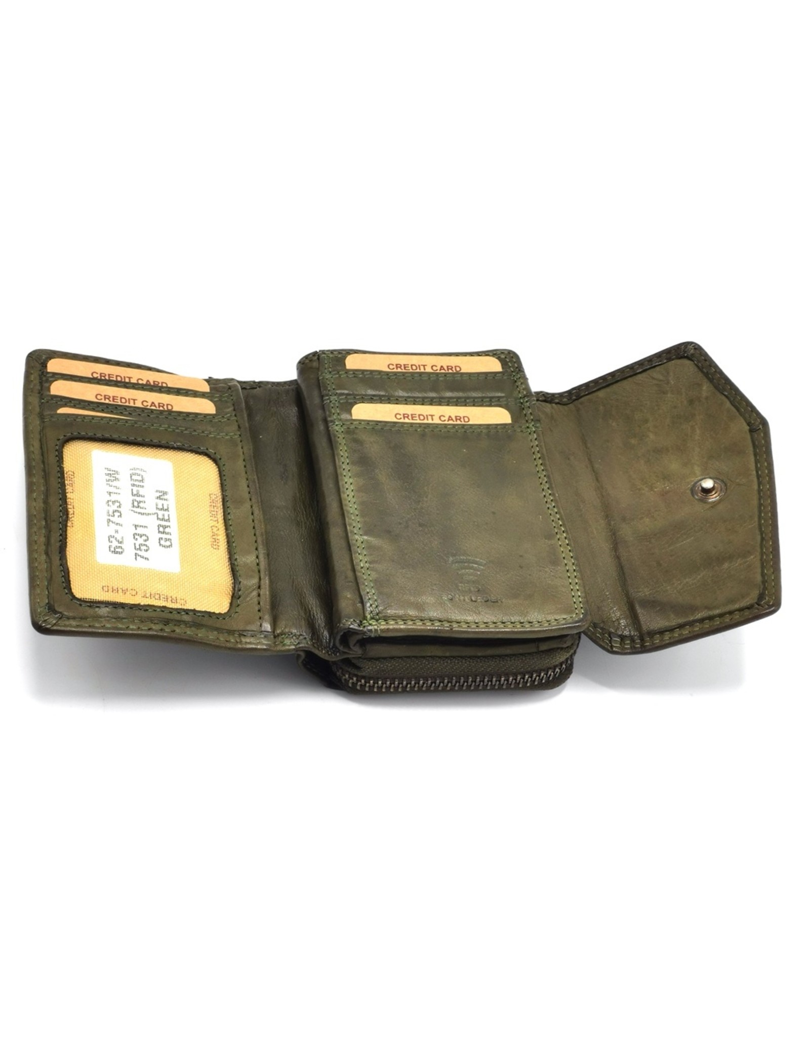 HillBurry Leather Wallets - Hillburry Wallet with Cover Washed Leather Green
