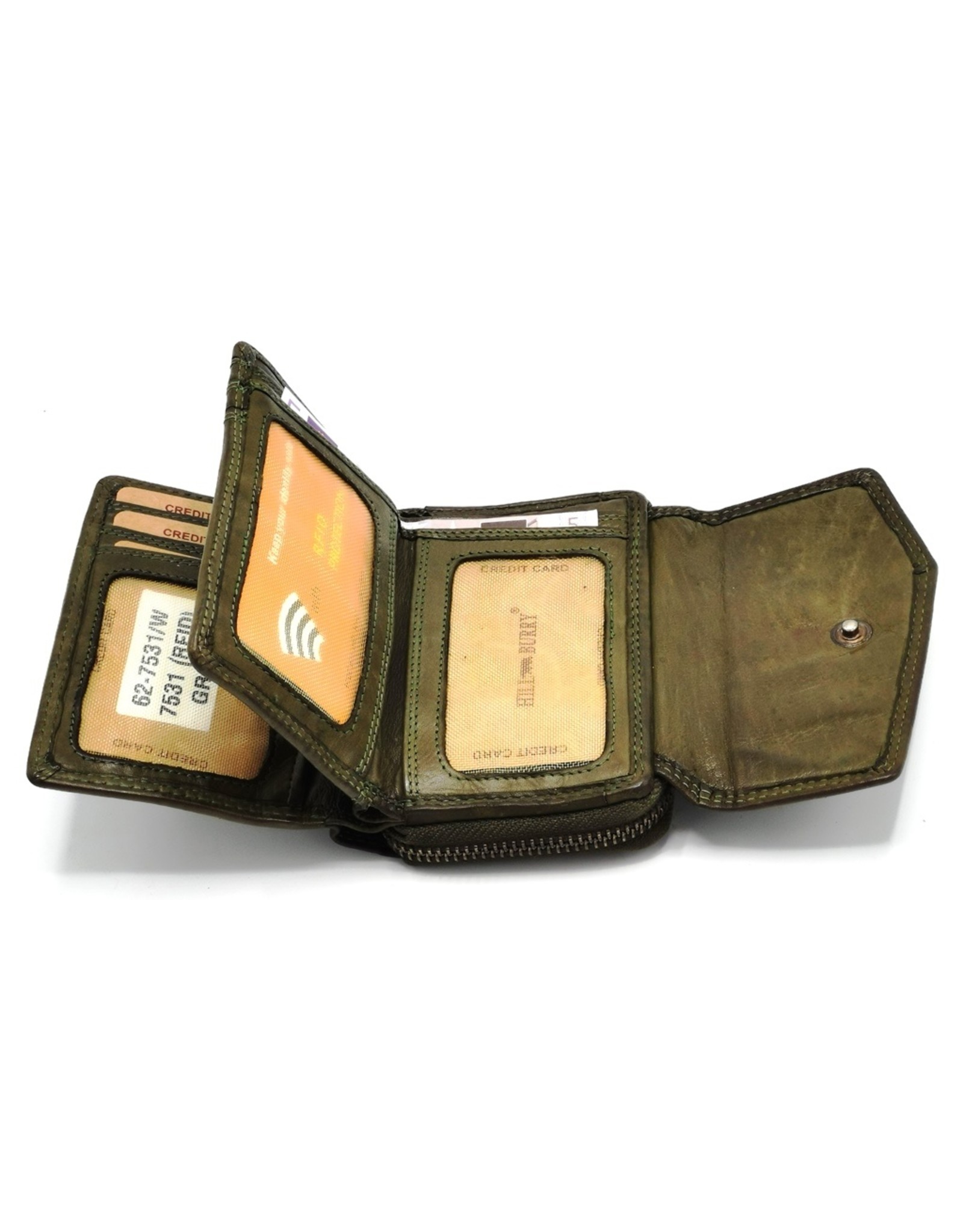HillBurry Leather Wallets - Hillburry Wallet with Cover Washed Leather Green
