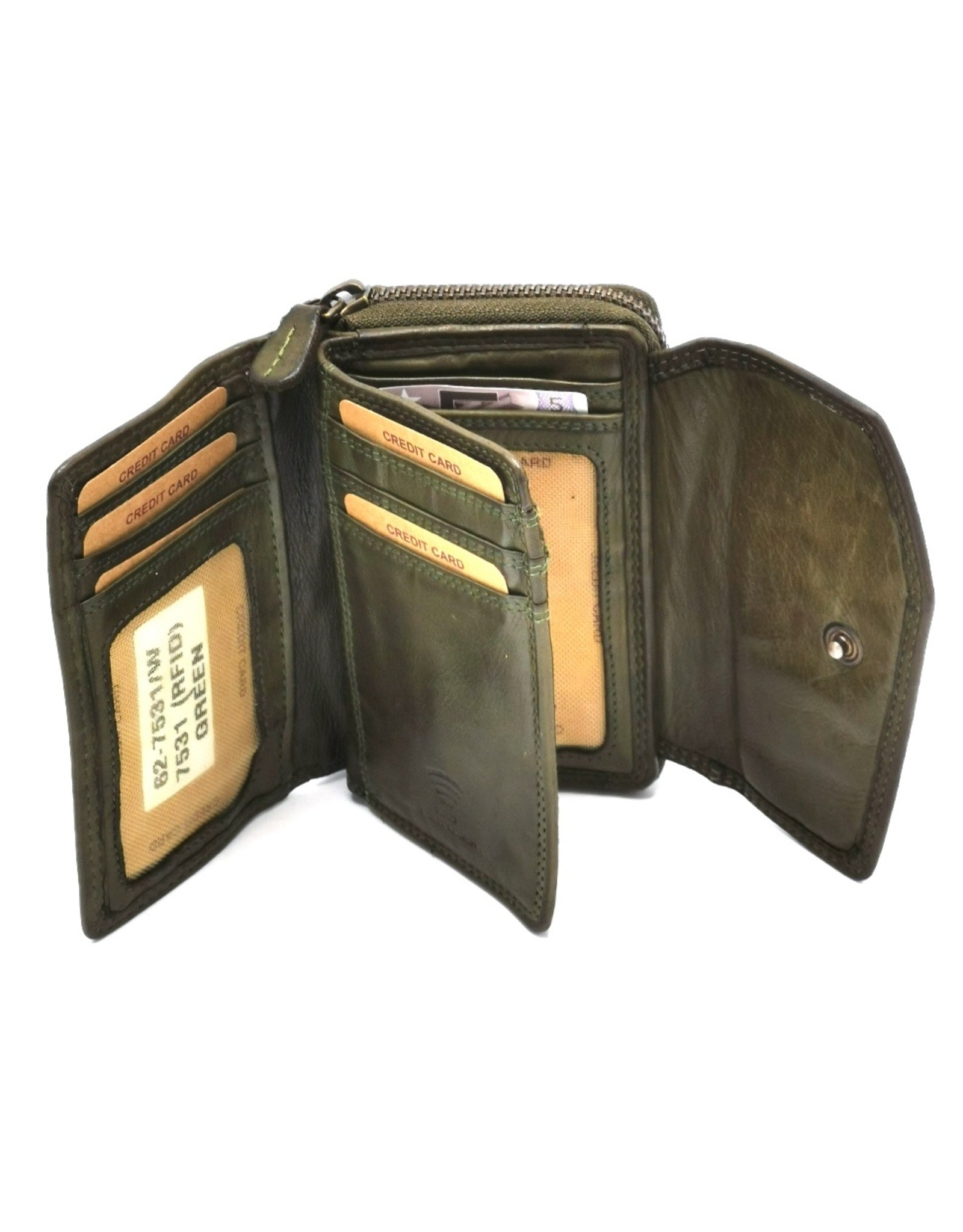 HillBurry Leather Wallets - Hillburry Wallet with Cover Washed Leather Green