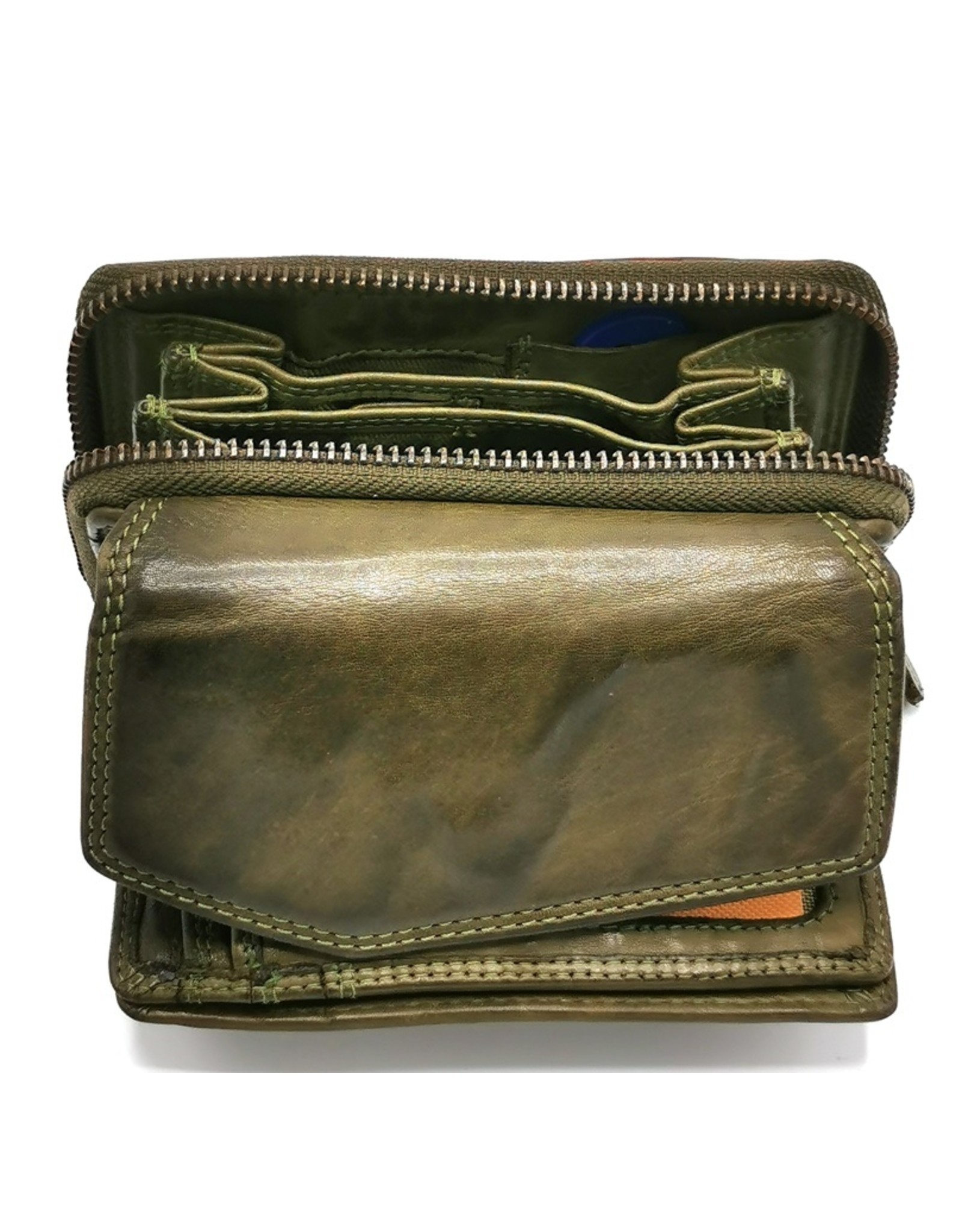 HillBurry Leather Wallets - Hillburry Wallet with Cover Washed Leather Green