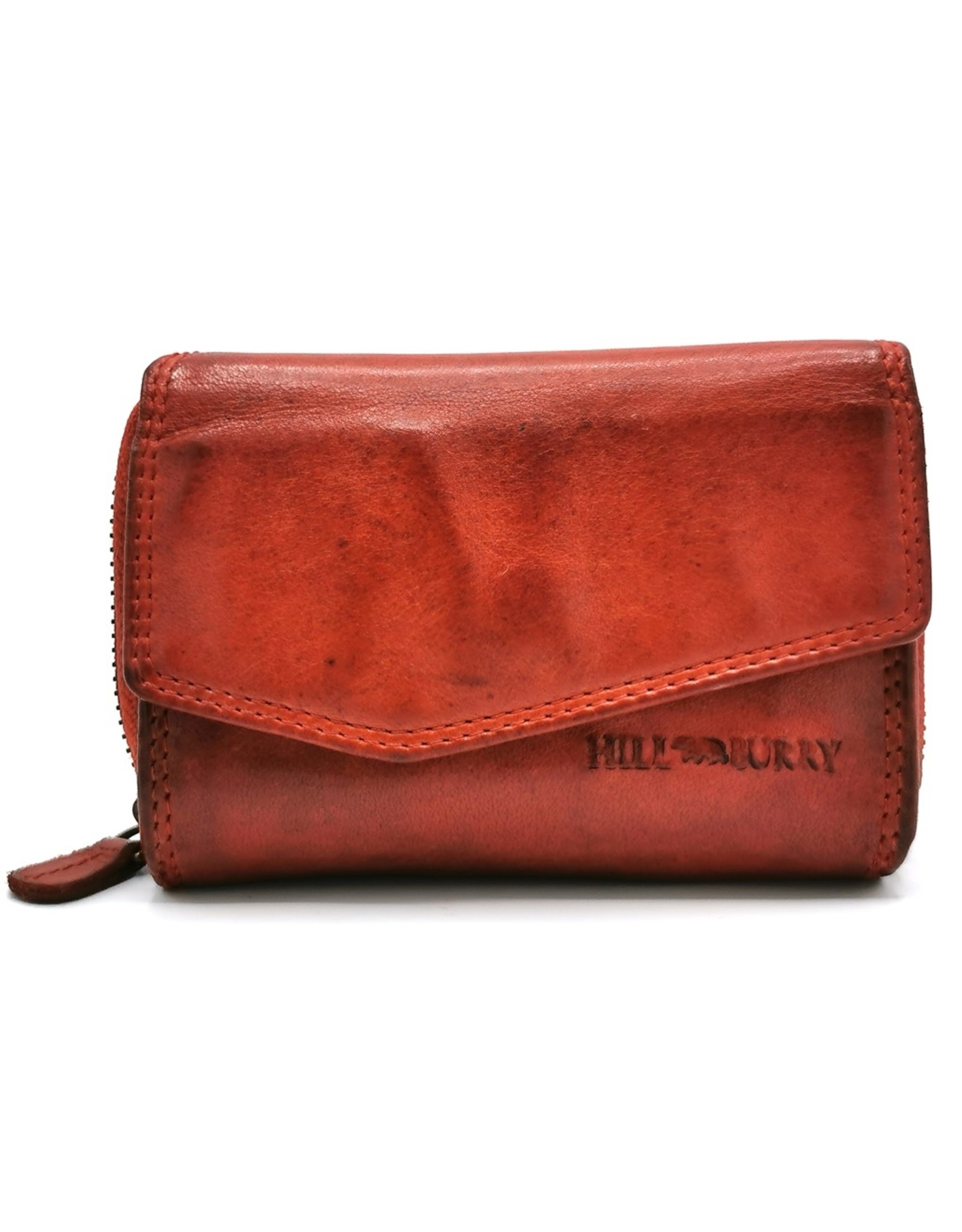 HillBurry Leather Wallets - Hillburry Wallet with Cover Washed Leather Red
