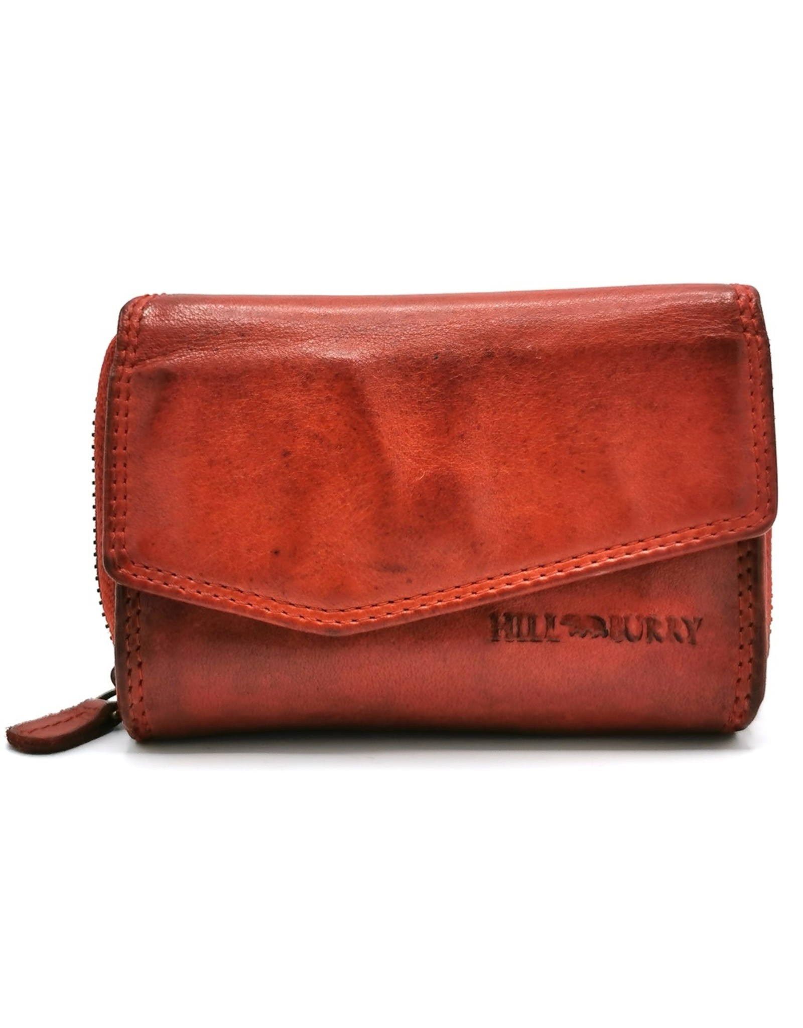 HillBurry Leren Portemonnees - Hillburry Portemonnee met Omslag Gewassen Leer Rood