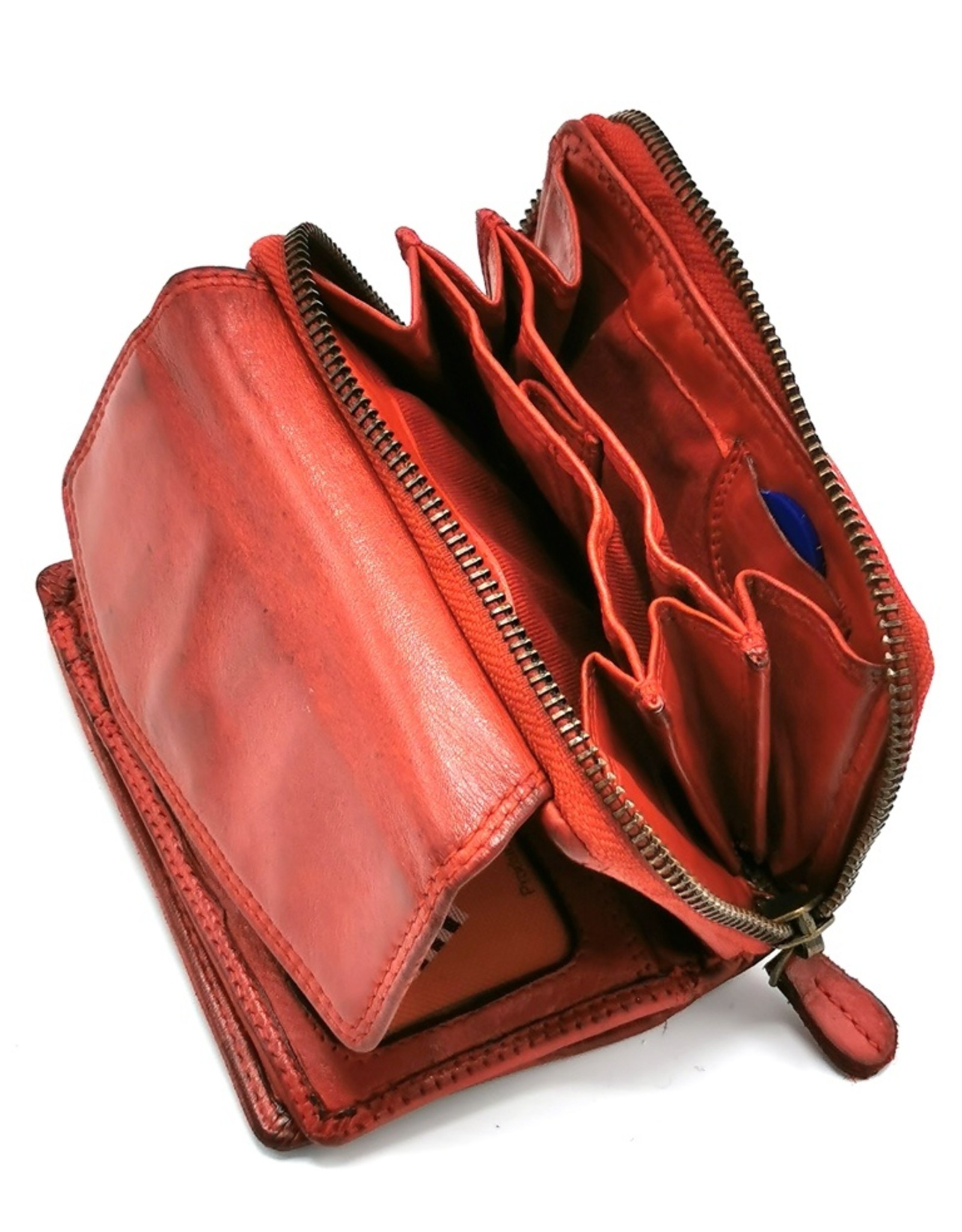 HillBurry Leather Wallets - Hillburry Wallet with Cover Washed Leather Red