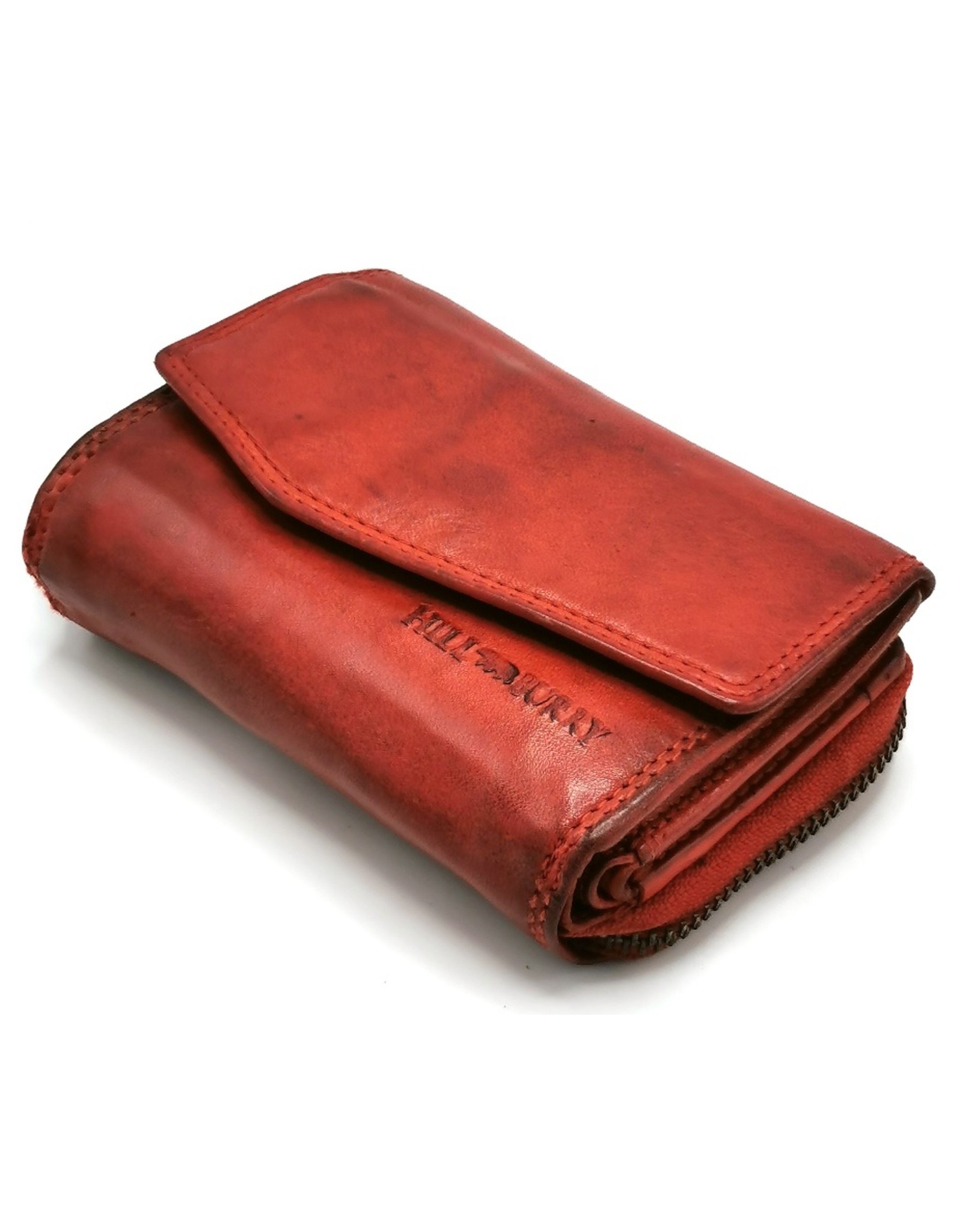 HillBurry Leather Wallets - Hillburry Wallet with Cover Washed Leather Red