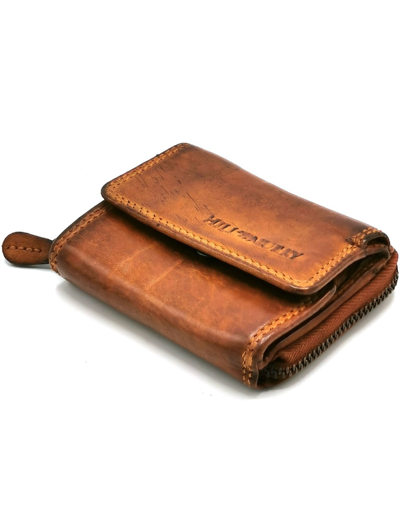 HillBurry Leather Wallets - Hillburry Mini wallet Washed Leather Cognac