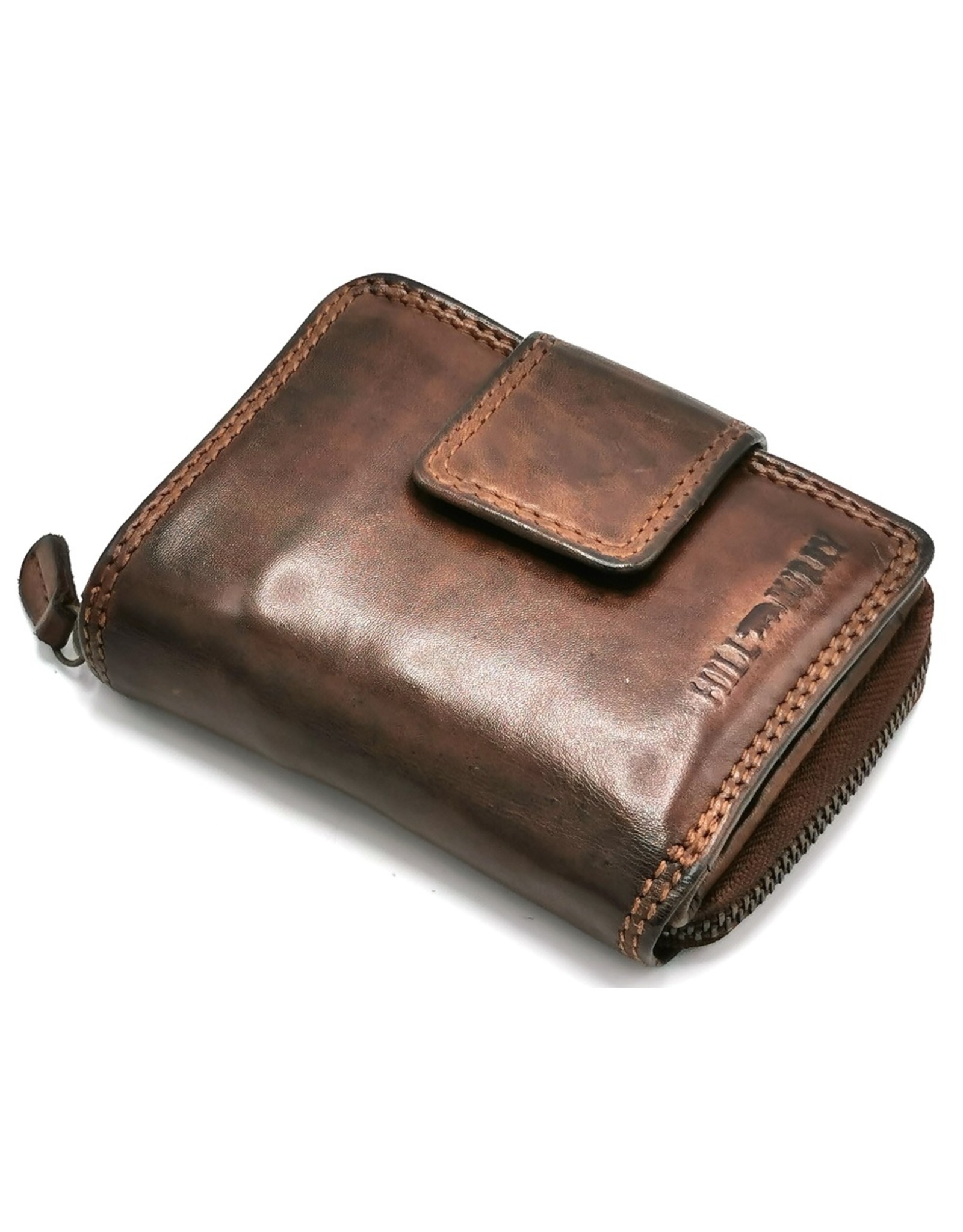 HillBurry Leather Wallets - HillBurry Wallet Washed Leather Brown