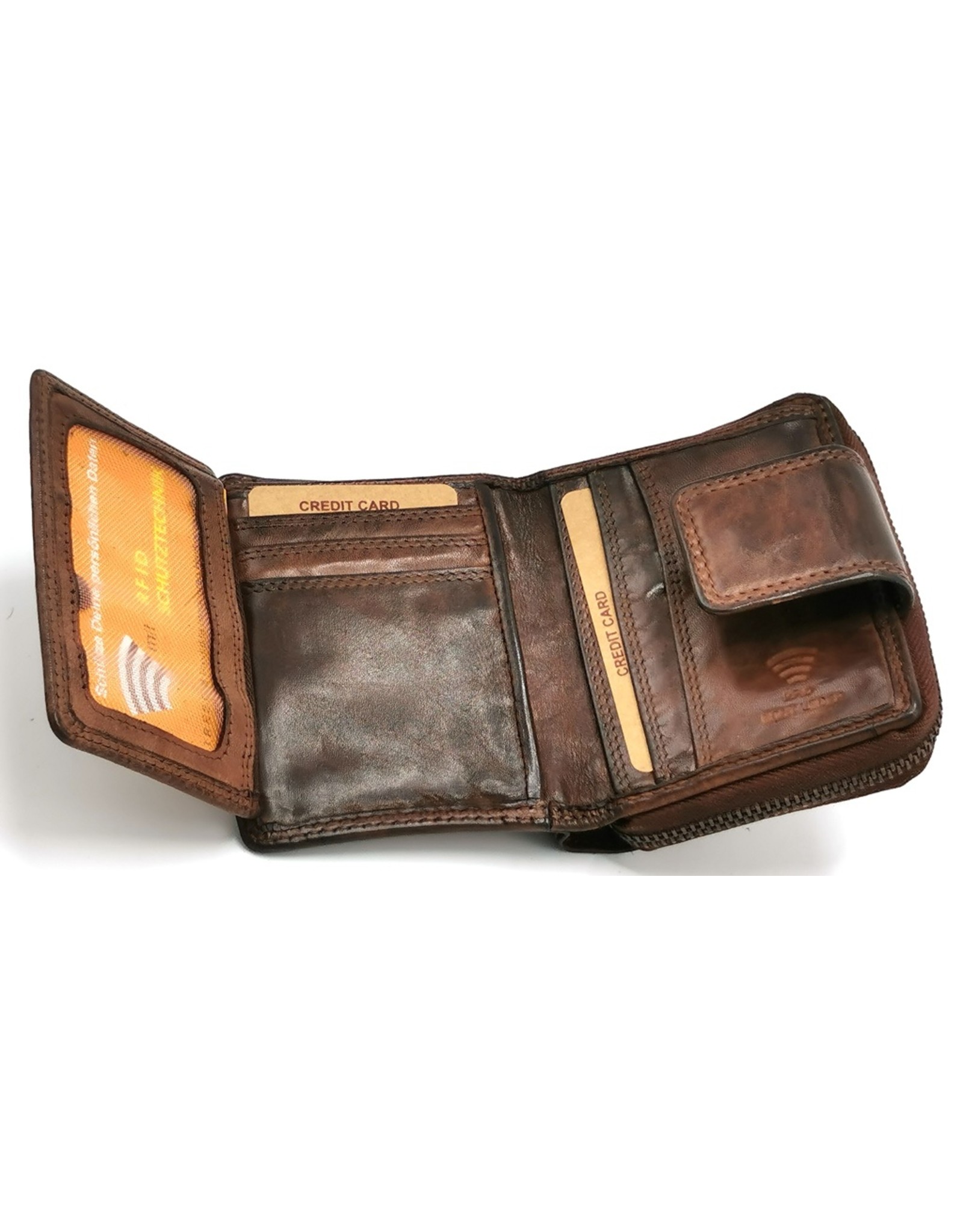 HillBurry Leather Wallets - HillBurry Wallet Washed Leather Brown