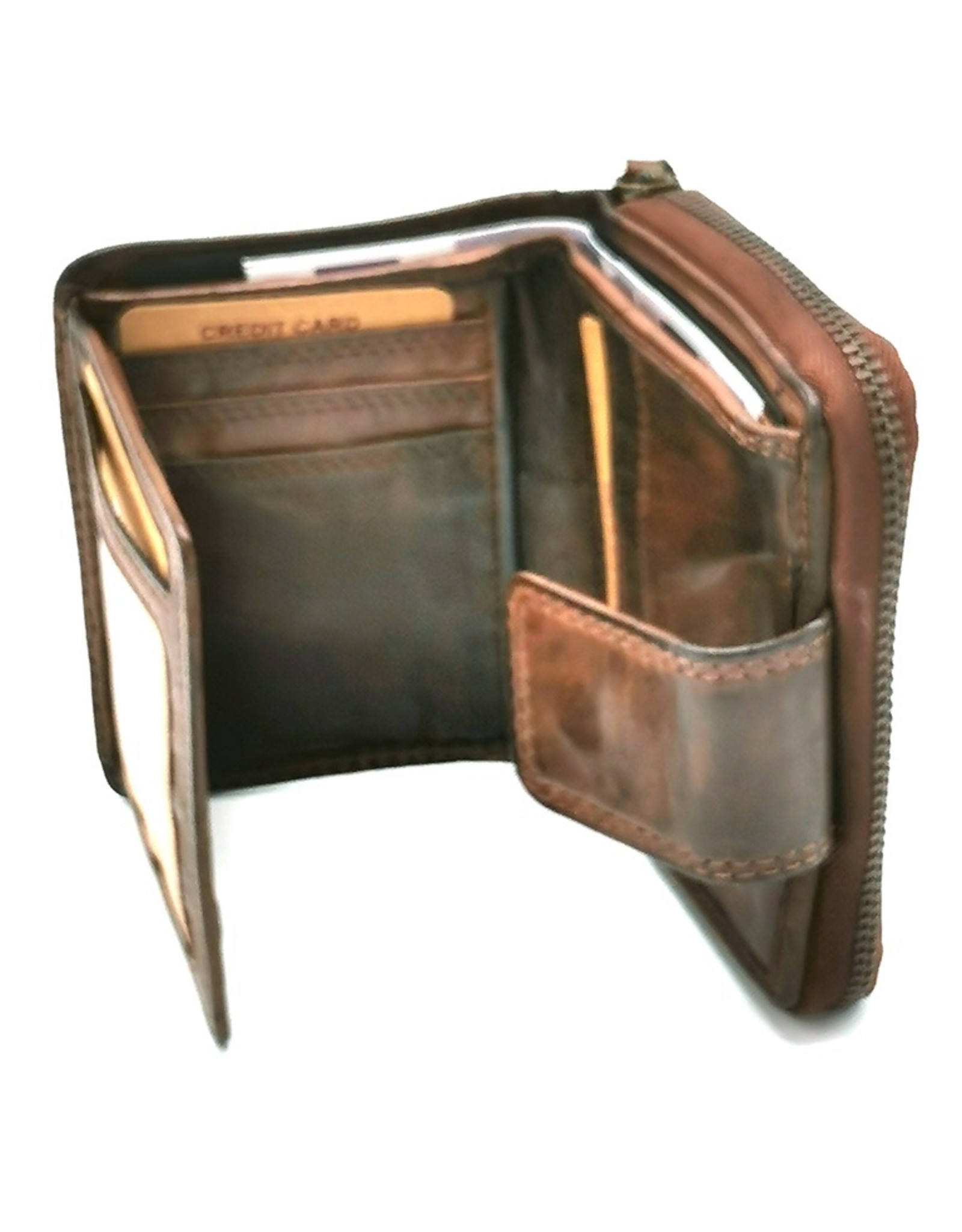 HillBurry Leather Wallets - HillBurry Wallet Washed Leather Brown