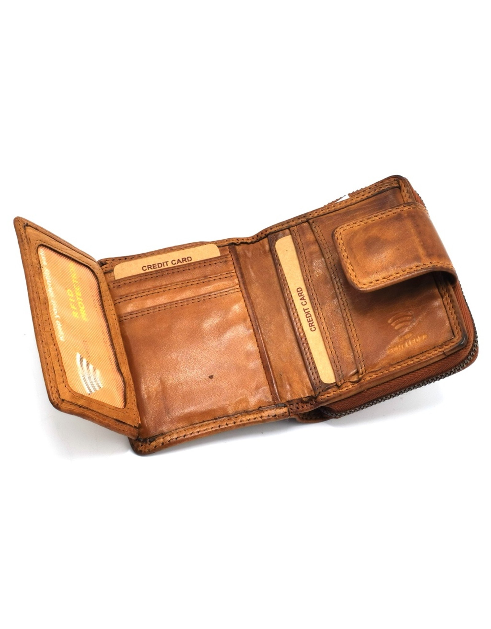 HillBurry Leather Wallets - HillBurry Wallet Washed Leather Cognac