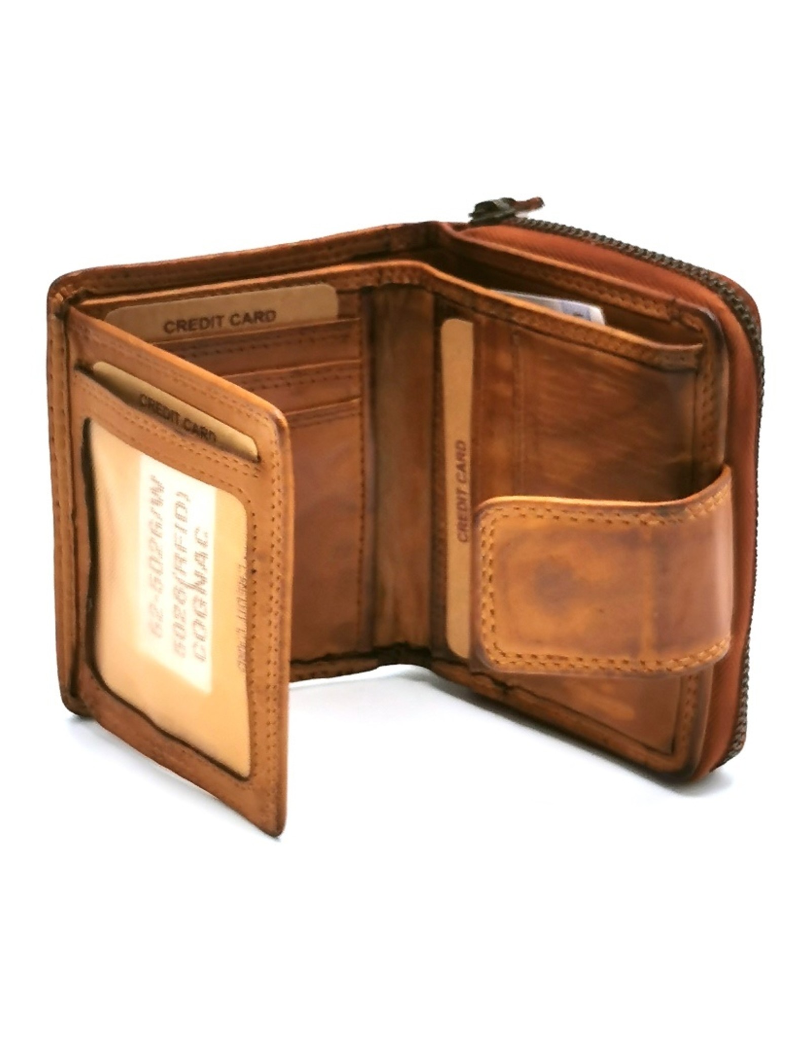 HillBurry Leather Wallets - HillBurry Wallet Washed Leather Cognac