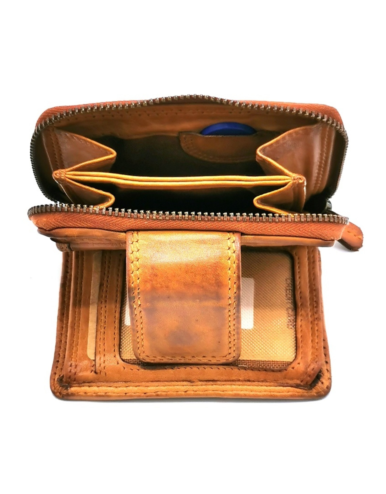 HillBurry Leather Wallets - HillBurry Wallet Washed Leather Cognac