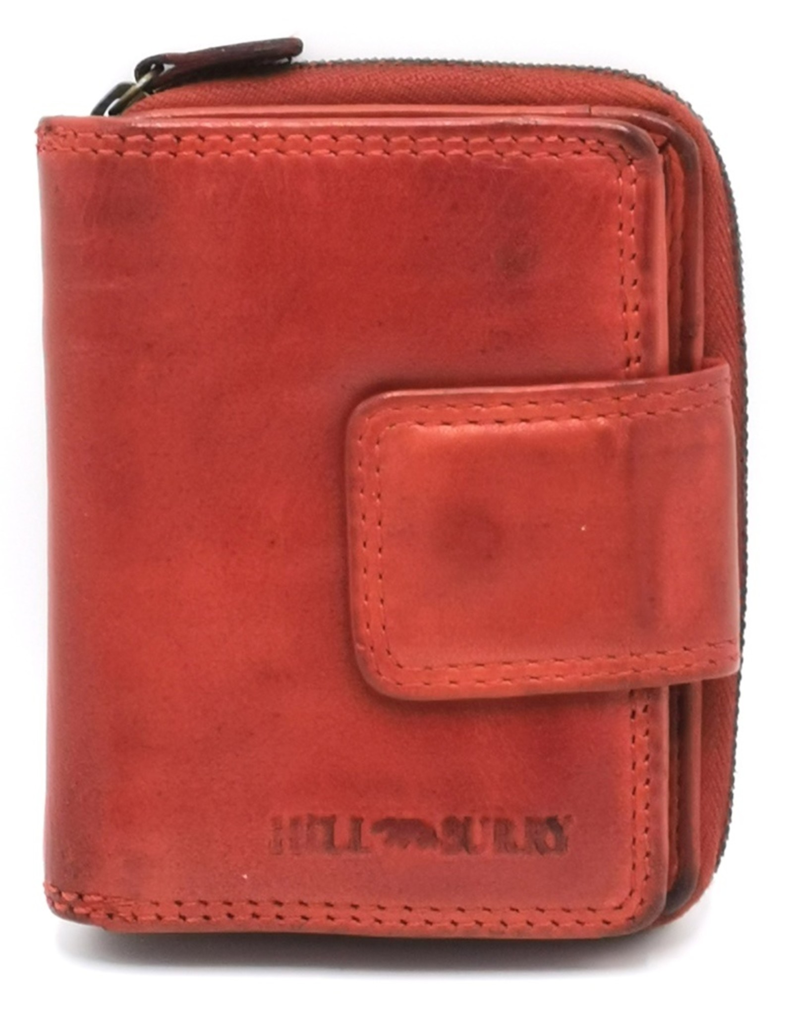 HillBurry Leather Wallets - HillBurry Wallet Washed Leather Black Red