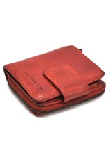 HillBurry Leather Wallets - HillBurry Wallet Washed Leather Black Red