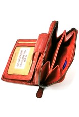 HillBurry Leather Wallets - HillBurry Wallet Washed Leather Black Red