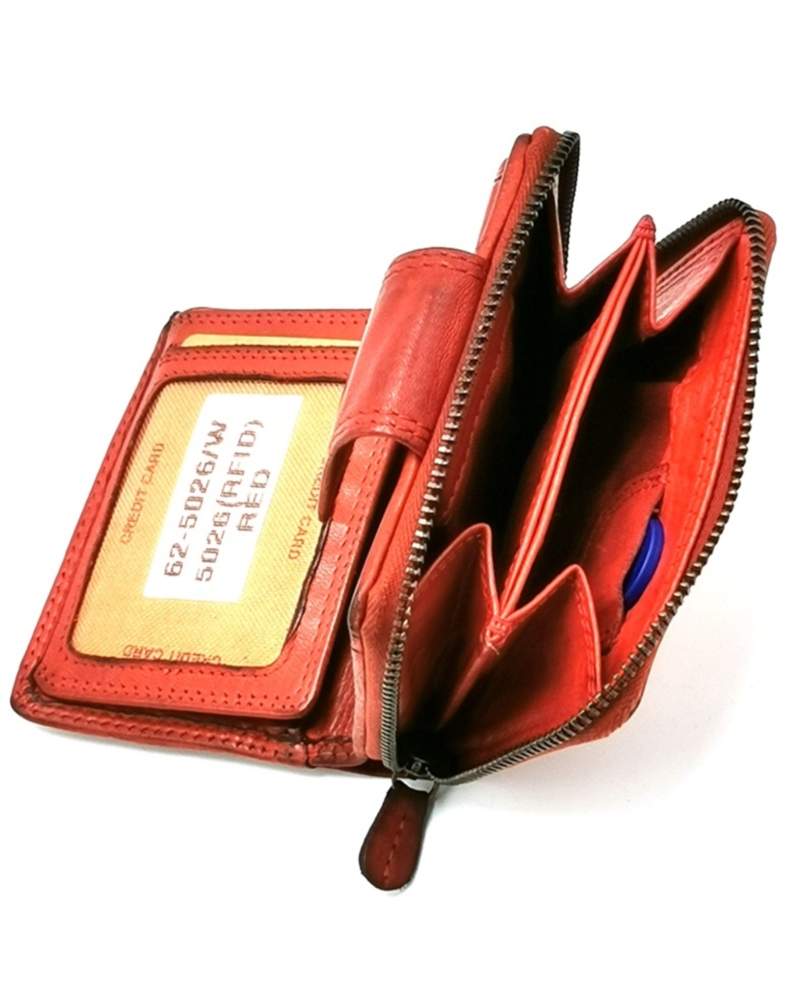 HillBurry Leather Wallets - HillBurry Wallet Washed Leather Black Red