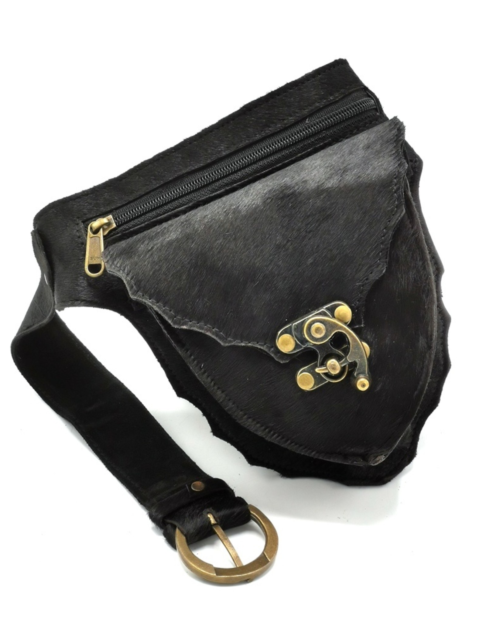 Trukado Small leather bags, cluches and more -  Cowhide Waistbag with Hook (black)