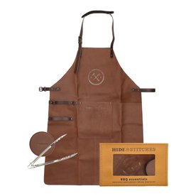 Hide & Stitches Hide & Stitches Leren Barbecue / Grill Schort & Toebehoren Set