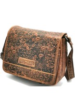 HillBurry Leather bags - Hillburry Shoulder bag with Embossed Leaves brown