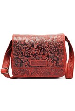 HillBurry Leather bags - Hillburry Shoulder bag with Embossed Leafs red