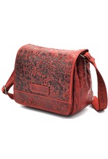 HillBurry Leather bags - Hillburry Shoulder bag with Embossed Leafs red