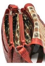 HillBurry Leather bags - Hillburry Shoulder bag with Embossed Leafs red