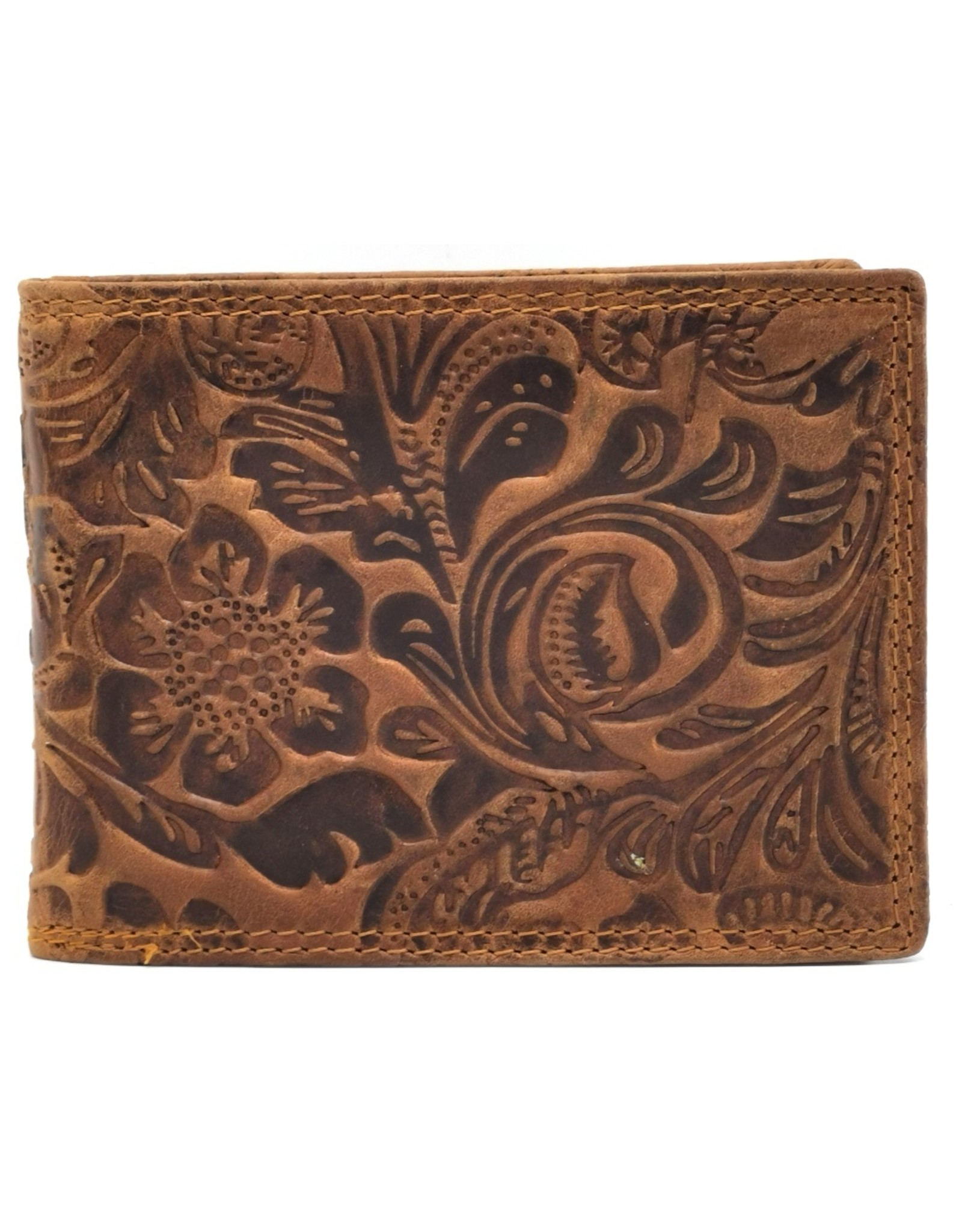 Hutmann Leather Wallets -   Hütmann Leather Wallet with Embossed Flowers (horizontal)