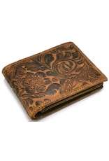 Hutmann Leather Wallets -   Hütmann Leather Wallet with Embossed Flowers (horizontal)