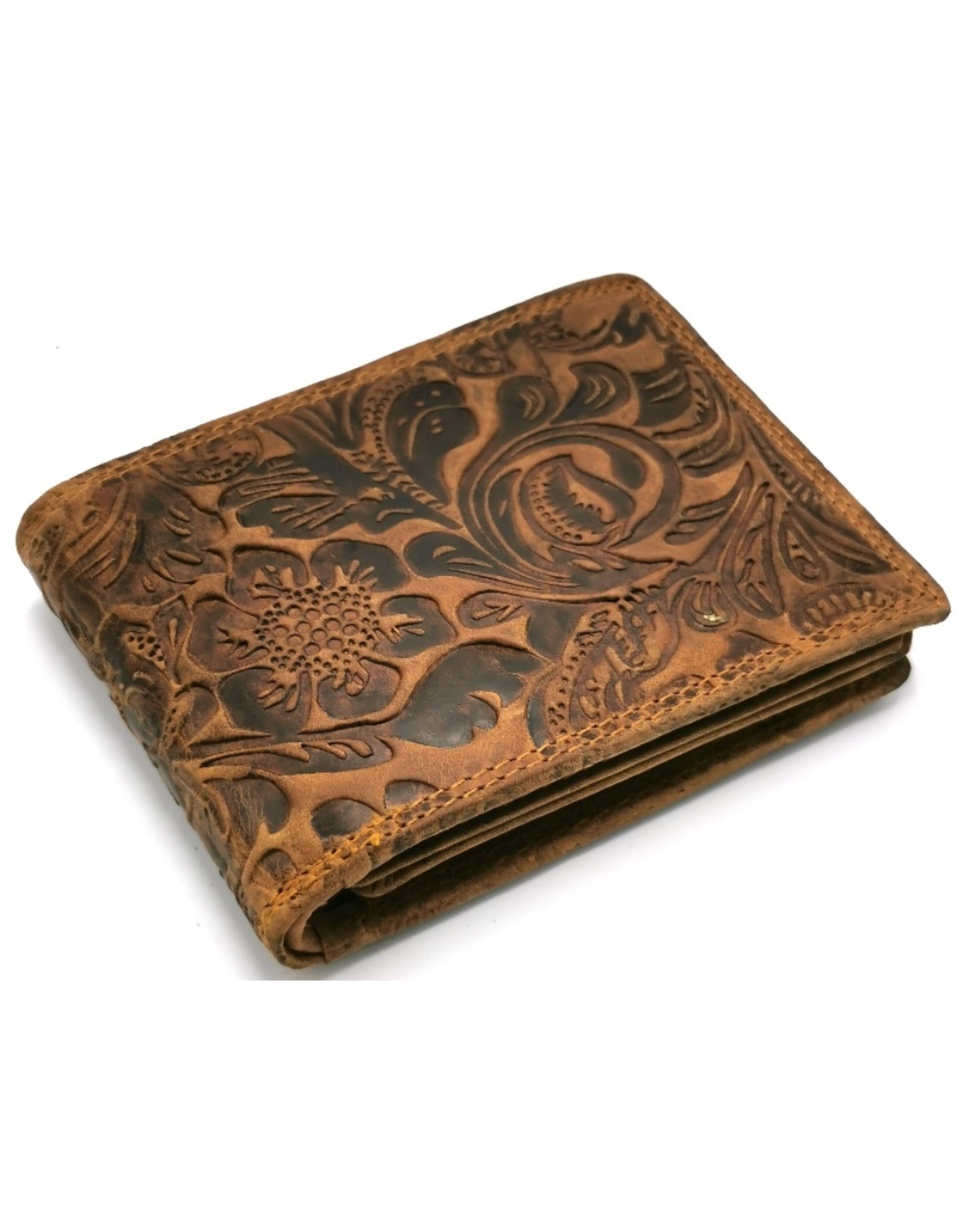 Hutmann Leather Wallets -   Hütmann Leather Wallet with Embossed Flowers (horizontal)