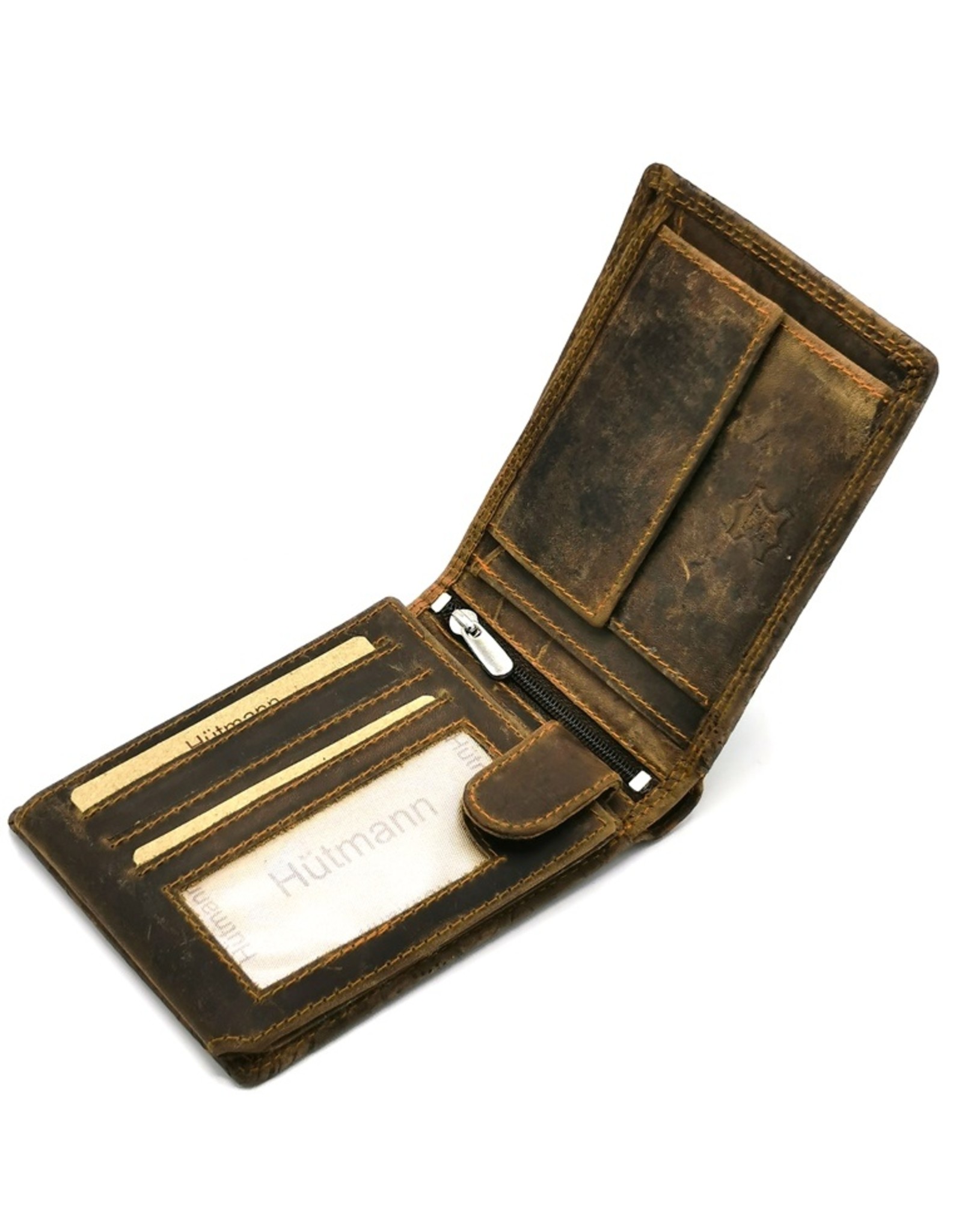Hutmann Leather Wallets -   Hütmann Leather Wallet with Embossed Flowers brown