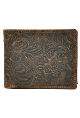 Hutmann Leather Wallets -   Hütmann Leather Wallet with Embossed Flowers brown