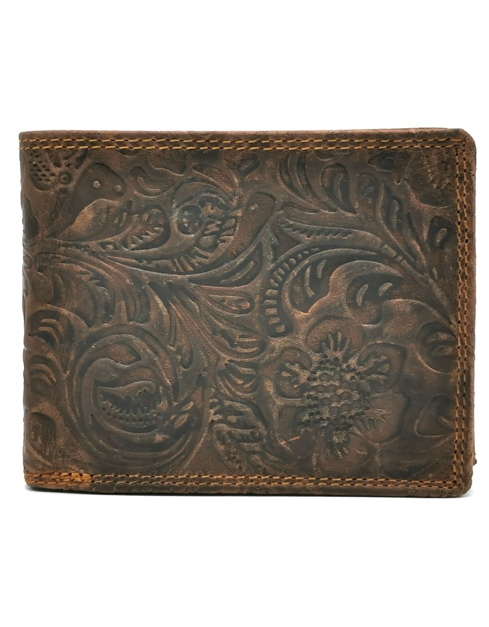 Hutmann Leather Wallets -   Hütmann Leather Wallet with Embossed Flowers brown