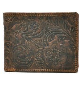 Hutmann Hütmann Leather Wallet with Embossed Flowers brown