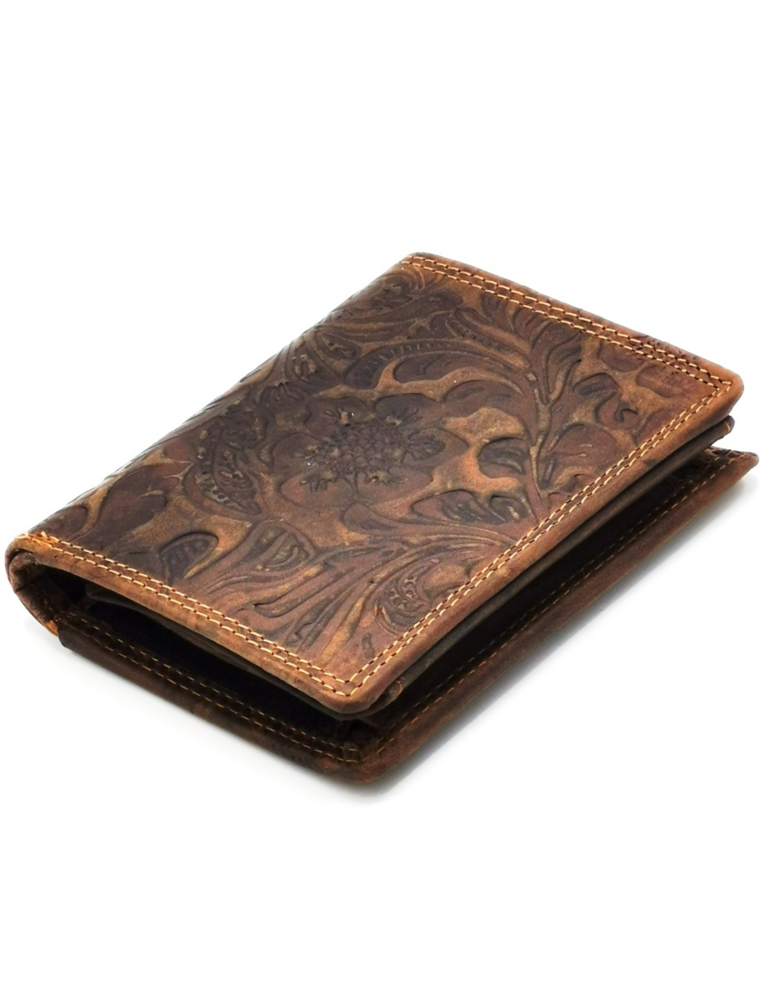 Hutmann Leather Wallets - Hütmann Leather Wallet with Embossed Flowers vertical