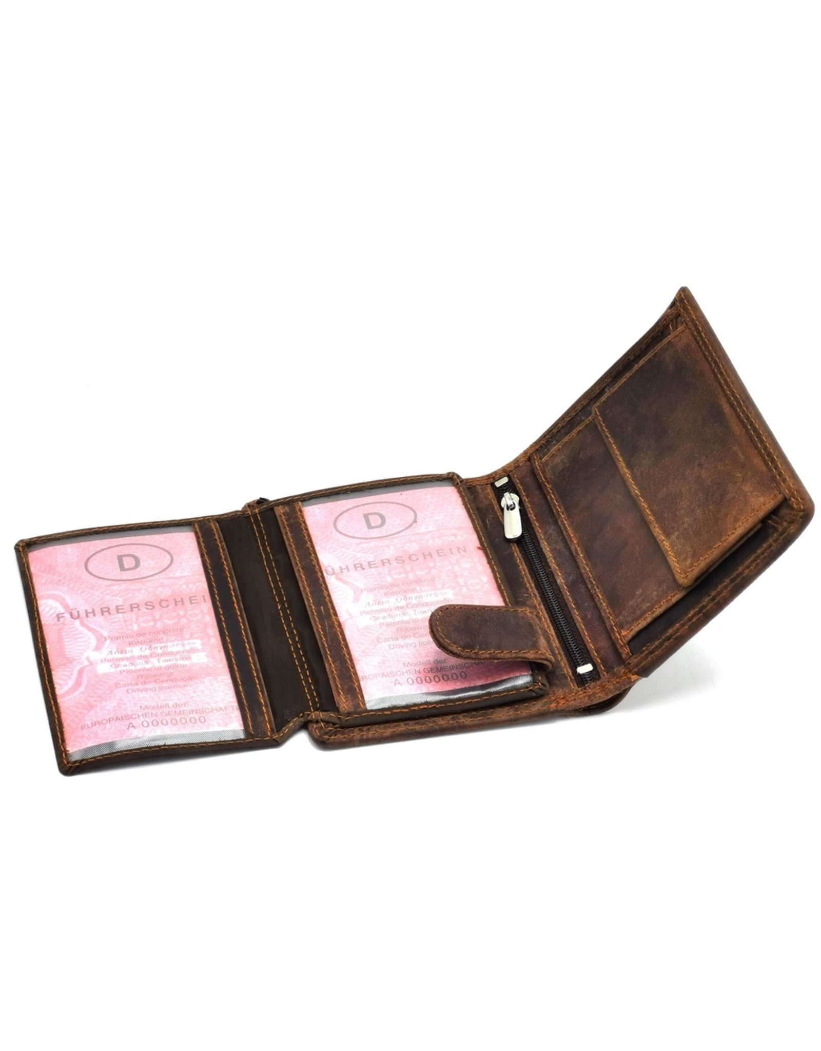 Hutmann Leren Portemonnees - Hütmann Leren Portemonnee met Reliëf Bloemen verticaal